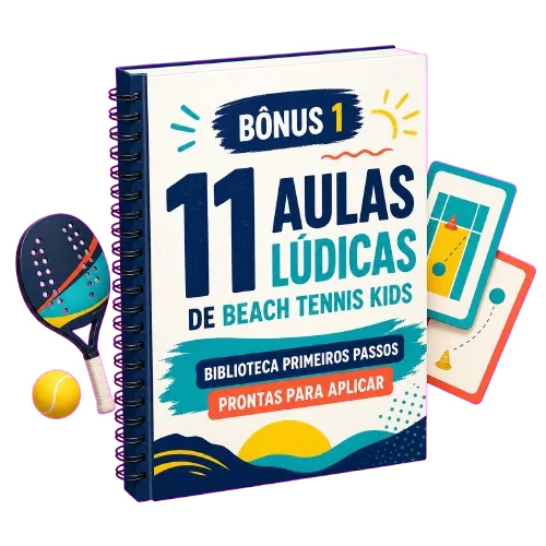 Mockup do bônus 1: 11 Aulas Lúdicas de Beach Tennis Kids Prontas para Aplicar