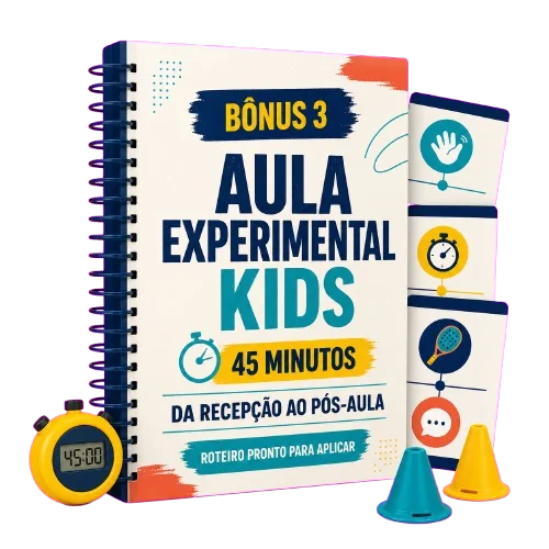 Mockup do bônus 3: Aula Experimental Kids: da Recepção ao Pós-Aula